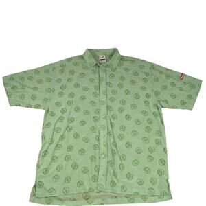 Meccaloha resorts green floral Hawaiian button up shirt size XXL